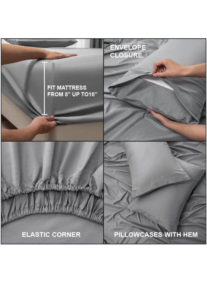 PanaX Bedding Super King Bed Sheets Set - 4 Piece Bedding - Brushed Microfiber And Fade Resistant - Easy Care - Image 3
