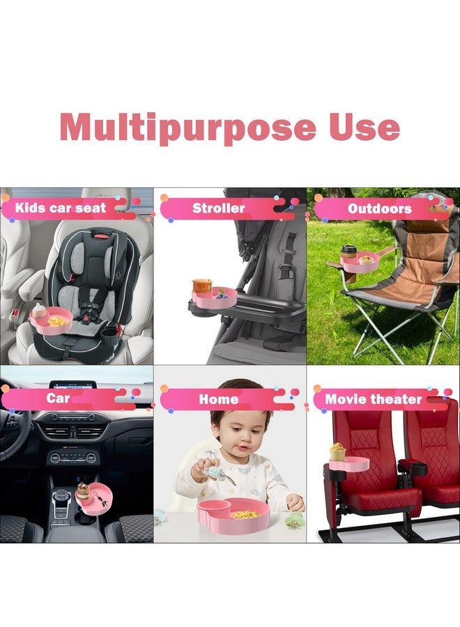 SSPONT [2 Packs Blue & Pink] Kids Car Seat Tray, Travel Tray with Cup Holder for Toddler Baby, Kids Car Seat Food Snack Organizer for Road Trip, Stroller snack Organizer Travel Must Haves Toddler Must Haves - Image 3