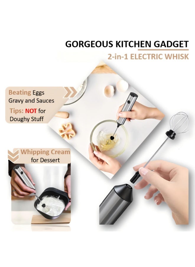 Kueh Milk Frother with Stand, Handheld Electric Foam Maker with 2 Heads 3 Speeds Detachable Stainless Steel Whisk Drink Mixer Foamer for Lattes, Cappuccino, Hot Chocolate, Egg - Image 4