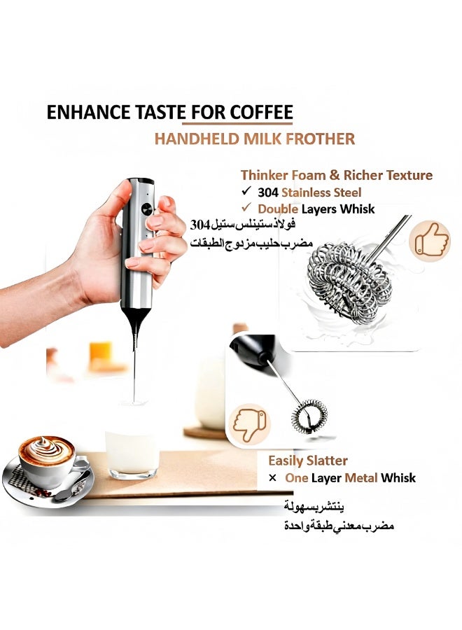 Kueh Milk Frother with Stand, Handheld Electric Foam Maker with 2 Heads 3 Speeds Detachable Stainless Steel Whisk Drink Mixer Foamer for Lattes, Cappuccino, Hot Chocolate, Egg - Image 2