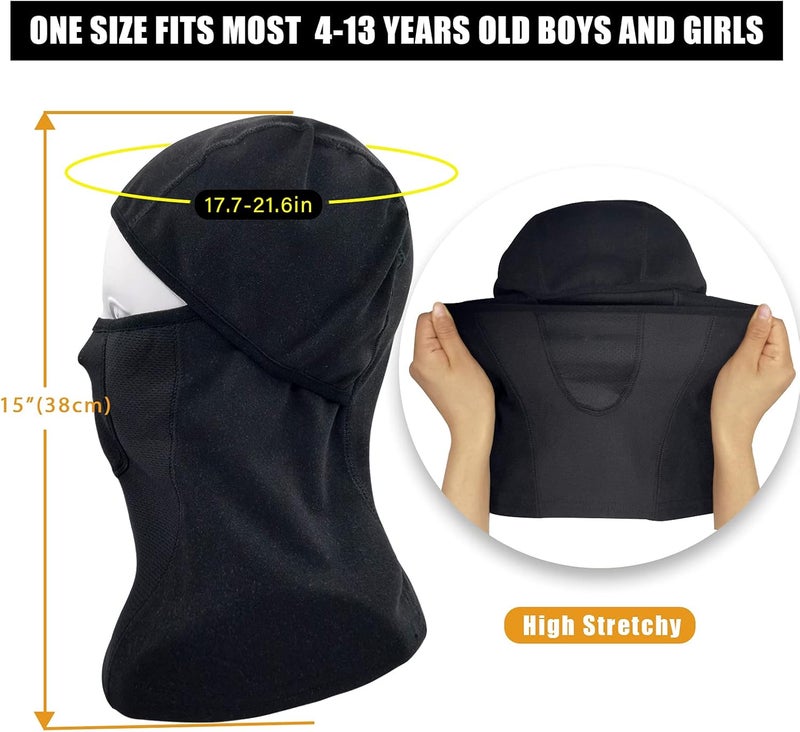 Outrip Breathable Kids Balaclava Ski Mask (2 Pack) - Fleece Winter Face Mask for Cold Weather, Black + Grey - Image 5
