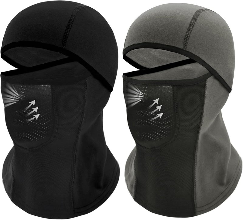 Outrip Breathable Kids Balaclava Ski Mask (2 Pack) - Fleece Winter Face Mask for Cold Weather, Black + Grey - Image 1