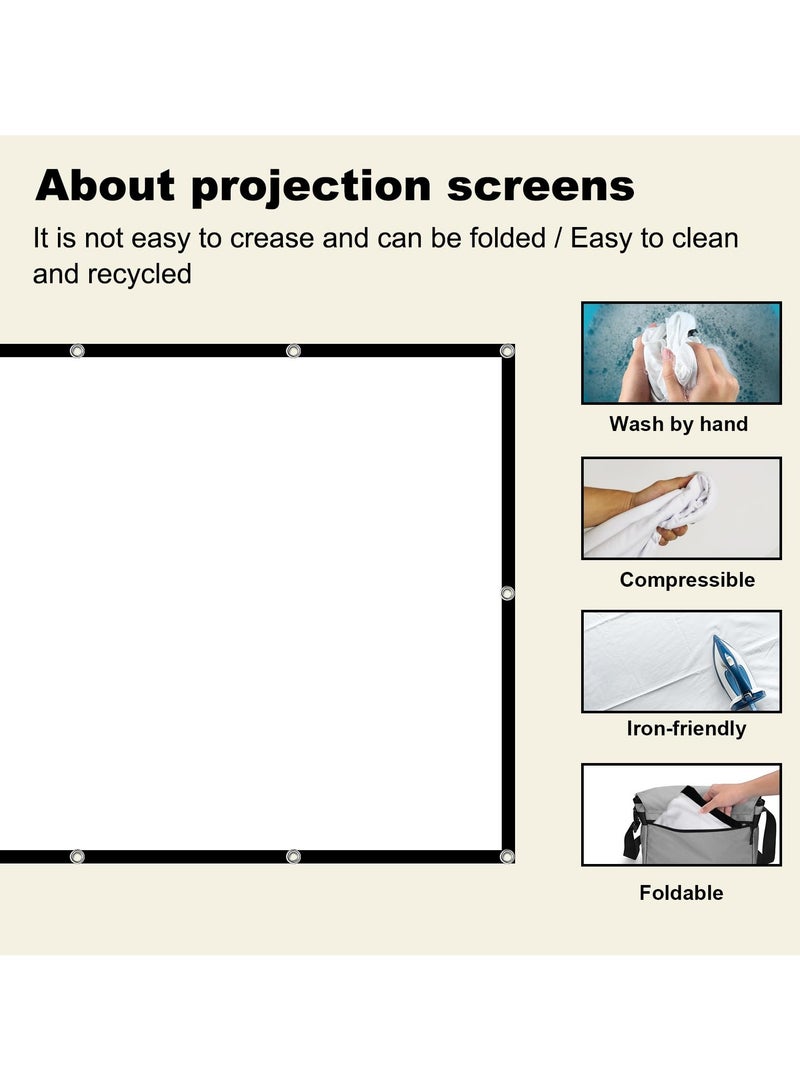 60inch Projector Screen,16:9 4K ,with Hooks,Portable, Projection Screens, Movie Screen ,Double Sided ,Washable, Foldable ,for Home Theater , Office, Outdoor Movies,Camp Party - Image 5