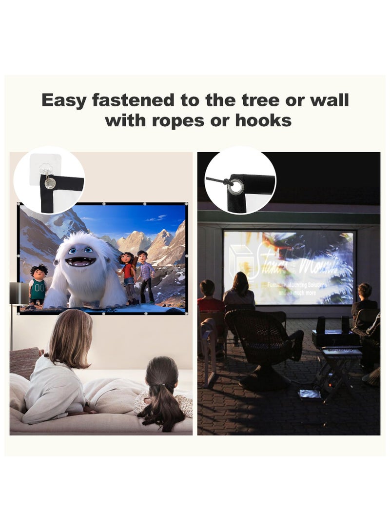 60inch Projector Screen,16:9 4K ,with Hooks,Portable, Projection Screens, Movie Screen ,Double Sided ,Washable, Foldable ,for Home Theater , Office, Outdoor Movies,Camp Party - Image 3