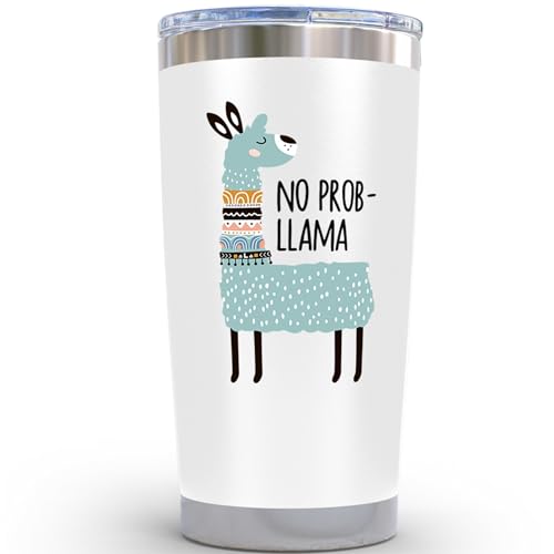 KLUBI Llama Gifts for Women 20 Ounce Mug - No Prob Llama Tumbler with Straw Lama Cup Gift for Mom from Daughter - Image 1
