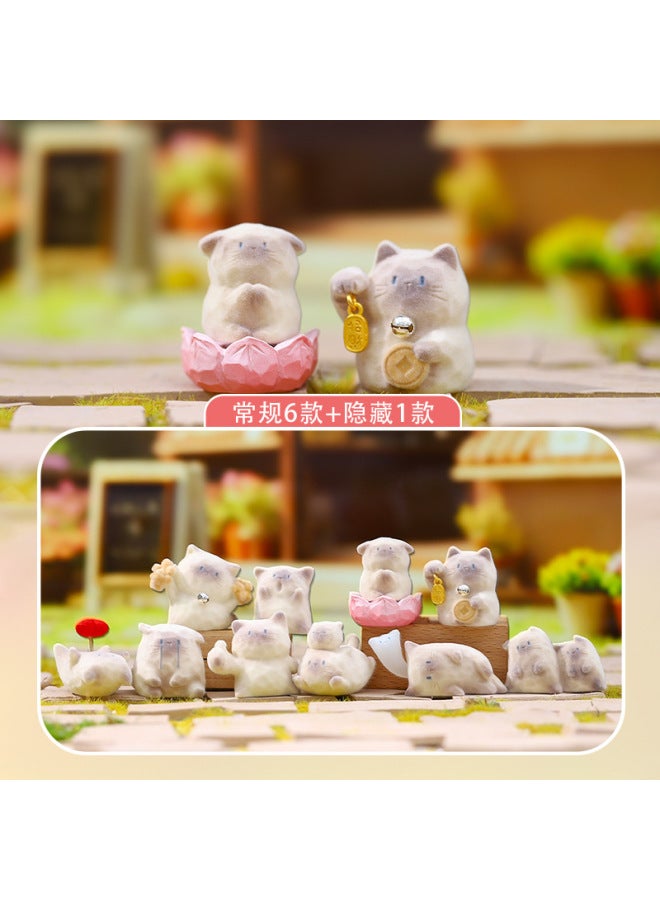 Cartoon Cute Siamese Cat's Life With Cows And Horses, Popular Blind Box Creative Desktop Ornament For Living Room And Entrance Decoration