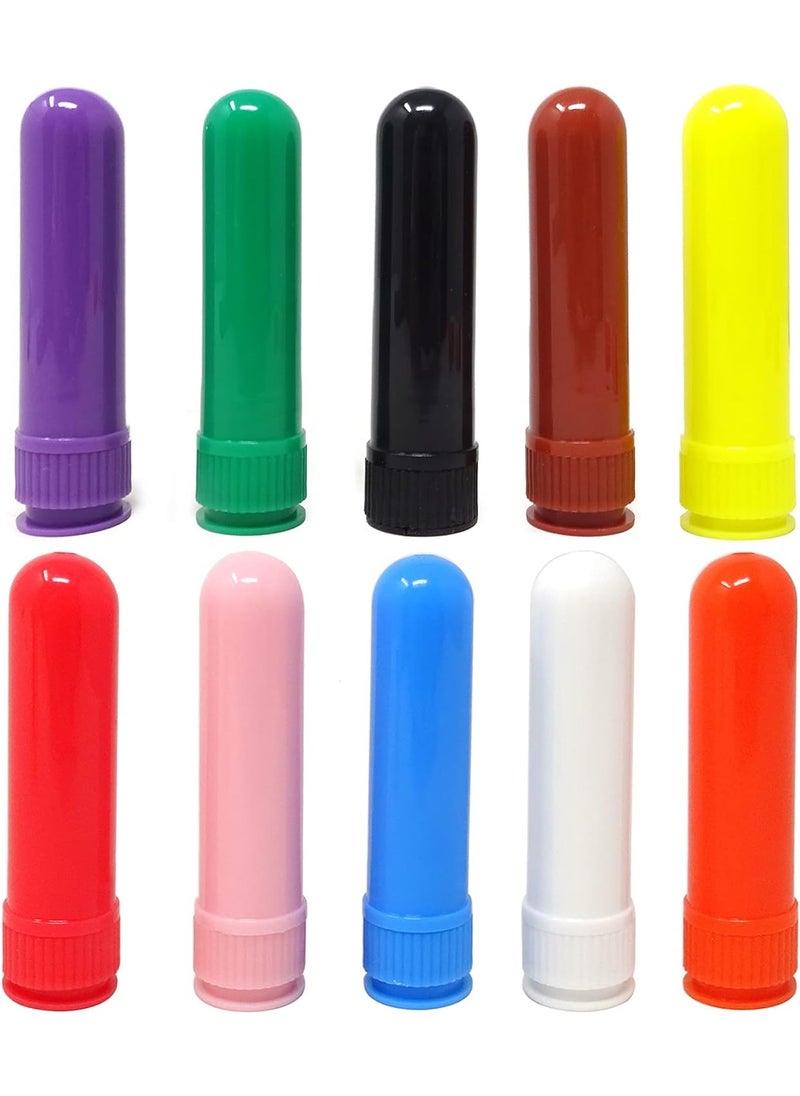 HONBAY Honbay 10PCS Plastic Blank Aromatherapy Inhaler Tubes Empty Nasal Aroma Diffuser Tubes Essential Oil Accessories with Unscented Wicks for Essential Oils (10 Color) 