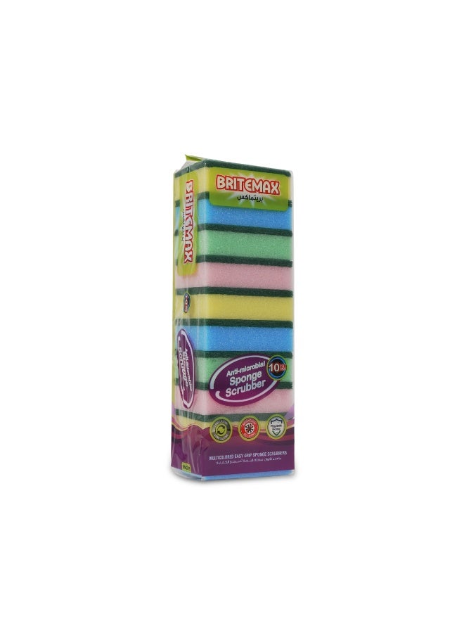Anti-Microbial Sponge Scrubber 10PCS Pack Multicolor Cleaning Sponge for Plates, Sinks, Stove Tops & Cars BM288