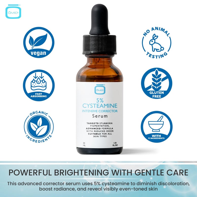 OMIC+ 5% Cysteamine Intensive Corrector Serum - 1 Fl Oz / 30ml - Targets Stubborn Pigmentation, Uneven Skin Tone, Brightening & Firming Antioxidant Formula â€“ Suitable for All Skin Types - Image 2