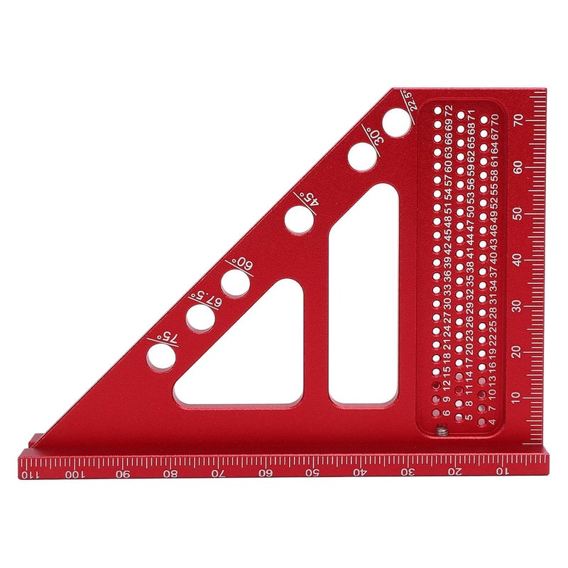 مسطرة قياس متعددة الزوايا من سبائك الألومنيوم 22.5 إلى 90 درجة منقلة نجارة مربعة - Image 5