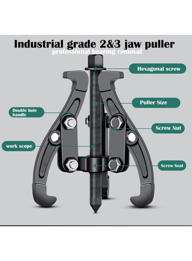 أداة سحب محامل داخلية ثلاثية الفك، أداة سحب تروس محمل تجريبي ٣ بوصة للسيارات مع فكوك قابلة للعكس، أداة استخراج تروس شديدة التحمل لعجلات السيارات، مجموعة سحب للدراجات النارية والسيارات والسيارات الرياضية متعددة الاستخدامات. - Image 3