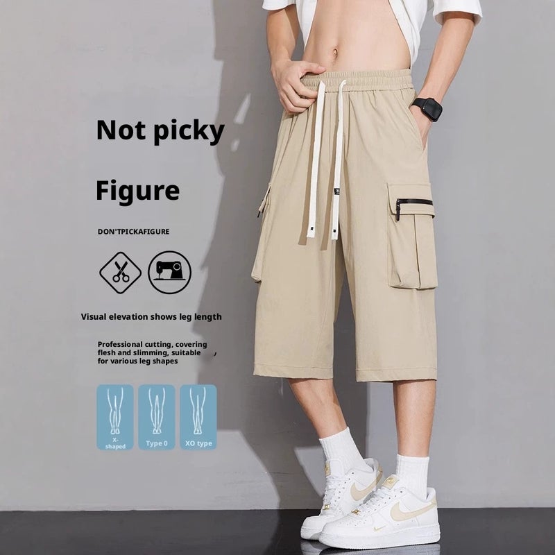 Men's Casual Cargo Shorts, Loose Fit, Multi-Pocket, Letter Print - Image 2