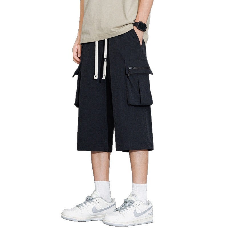 Men's Casual Cargo Shorts, Loose Fit, Multi-Pocket, Letter Print - Image 5