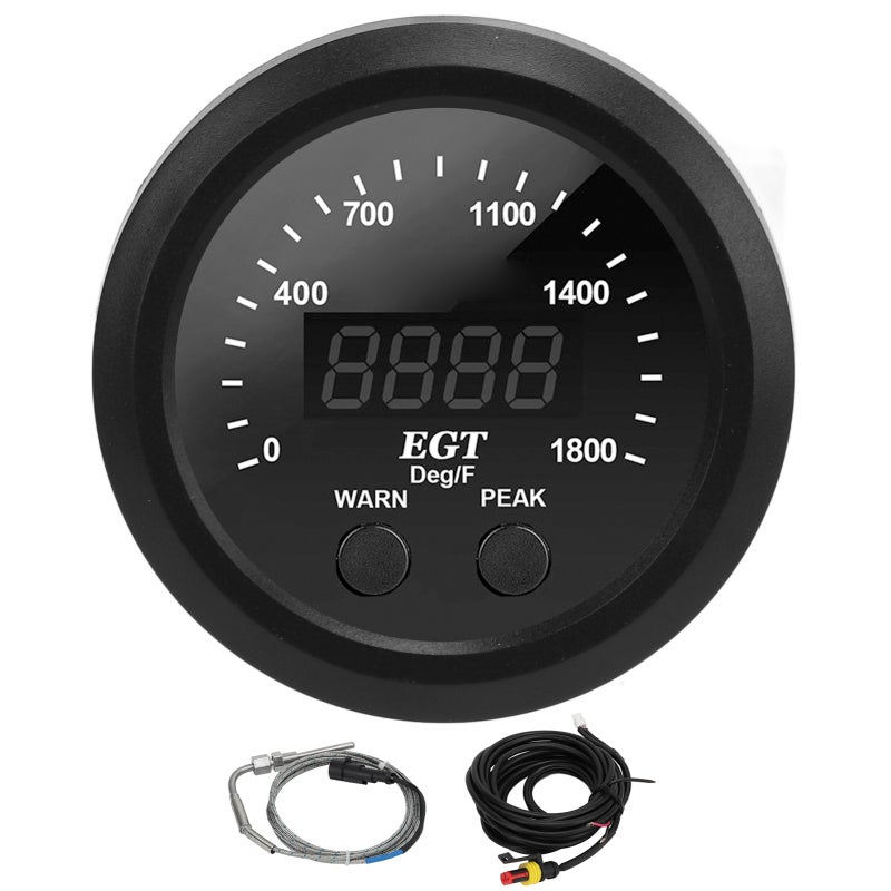 CNSPEED Exhaust Gas Temperature Meter Super Thin 0-1800F Range EGT Gauge - Digital Display High Performance EGT Meter for Diesel Trucks - Image 1