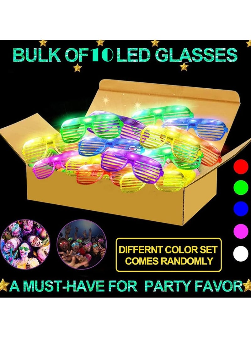 دوركو 10 حزمة LED نظارات حزب الإمدادات, مظلات المصراق ضوء العصا النظارات, إمدادات حزب الأطفال, إضاءة النظارات للبالغين, لحفلات ماردي غراس - Image 4