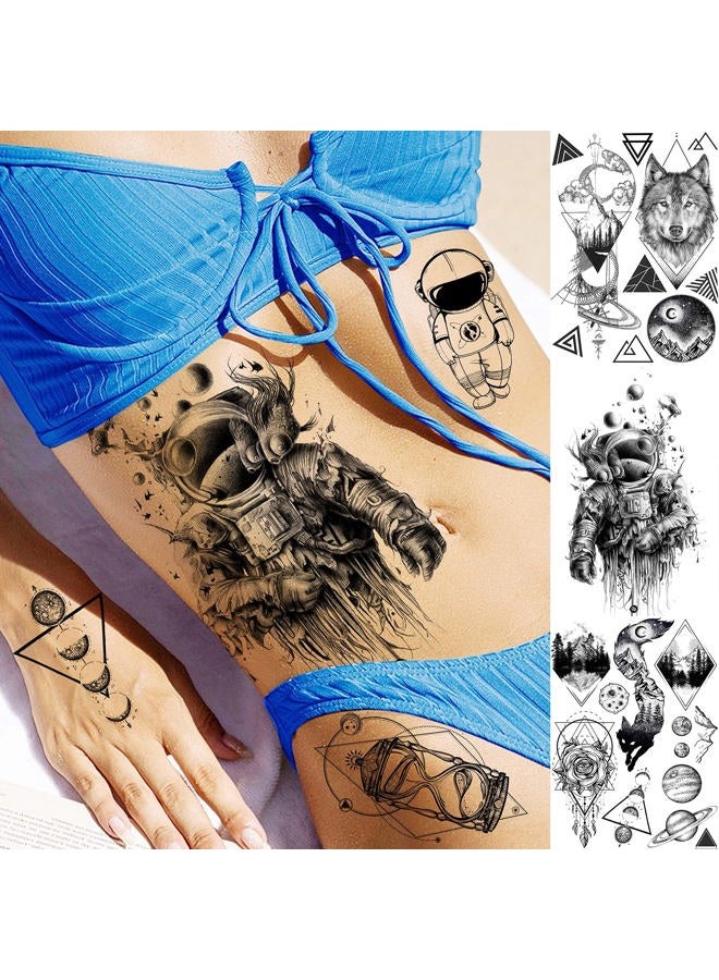 JOEHAPY 33 Sheets Outer Space Temporary Tattoos for Kids Boys Girl Women Men Adults Children, Geometry Astronaut Universe Fake Tattoo Star Moon Solar Syetem - Image 5