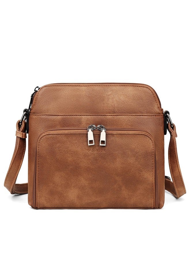 MASINTOR Crossbody Purse Bags for Women, Multi-Pocket Soft Leather Shoulder Purse with Tassel, Lightweight Travel Handbag, Mocha Brown - Image 1