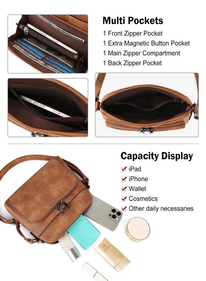 MASINTOR Crossbody Purse Bags for Women, Multi-Pocket Soft Leather Shoulder Purse with Tassel, Lightweight Travel Handbag, Mocha Brown - Image 3