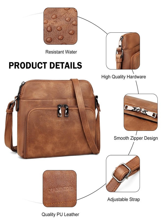 MASINTOR Crossbody Purse Bags for Women, Multi-Pocket Soft Leather Shoulder Purse with Tassel, Lightweight Travel Handbag, Mocha Brown - Image 5