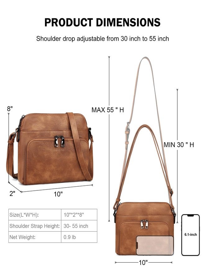 MASINTOR Crossbody Purse Bags for Women, Multi-Pocket Soft Leather Shoulder Purse with Tassel, Lightweight Travel Handbag, Mocha Brown - Image 4