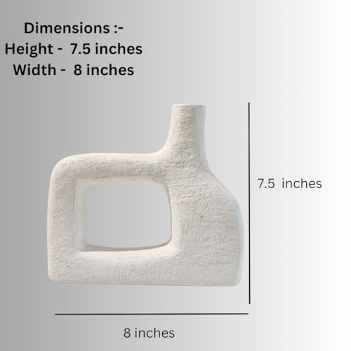 Craftribal Modern Minimalist Egyptian Designed Rectangle White Ceramic Flower Vase/Showpiece for Home Dcor Modern,Living Room,Bedroom, Centerpiece,Flowers,Gifting,Table/8 inches/Pack of 1 - Image 4