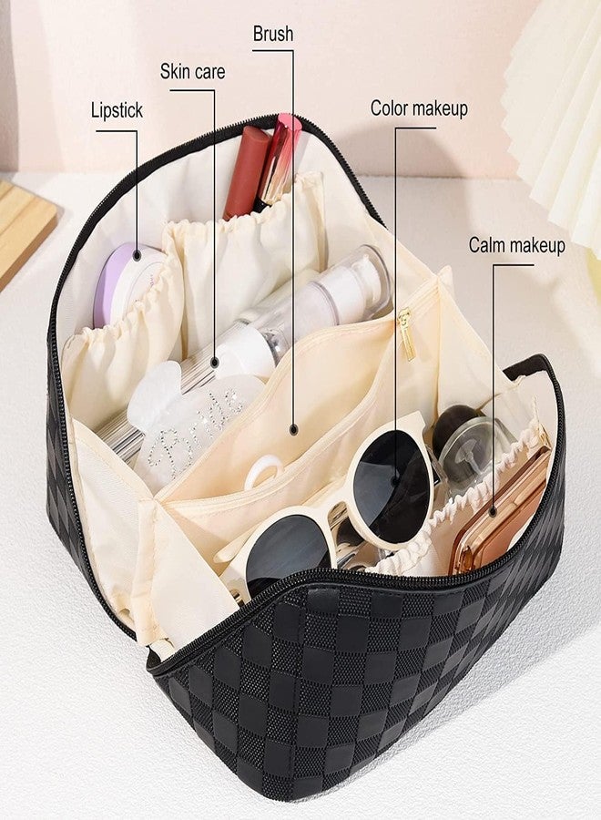 RRJ Cosmetic Pouch, Make up Bag for Home & Travel, Toiletry Bag for Cosmetics, Brushes, Accessories Set of 3 - Wash Bag - Light Pink and Black,Light Blue (Light Blue) - Image 4