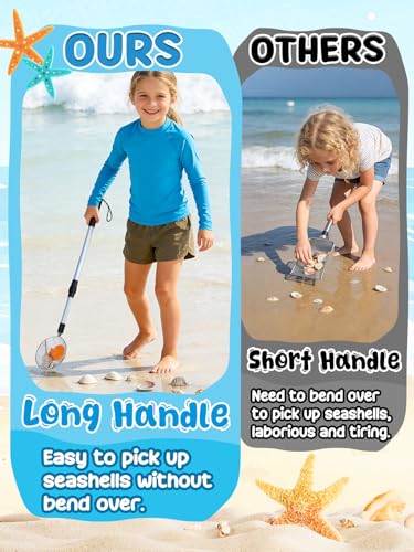 Big Gun 1 Pack Sand Sifter with Seashell Bags 21633 Adjustable Shark Tooth Sifter for The Beach Seashell Collecting Mesh Shovel Scooper with Retractable Handle Beach Toys for Adults Family Kids - Image 5