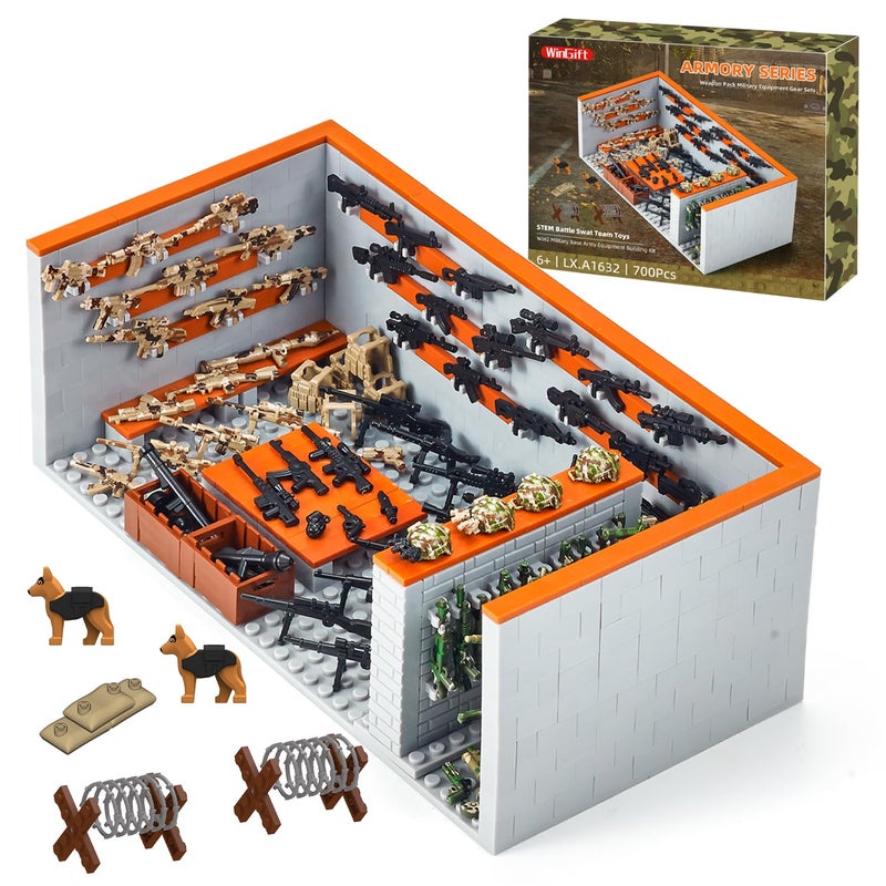 WINGIFT 700 Piece Armory Building SetWW2 Military Base Army Equipment Building KitSTEM Battle Swat Team ToysWeapon Pack Military Equipment Gear SetsChristmas Birthday Gifts for BoysTeensAdults - Image 4