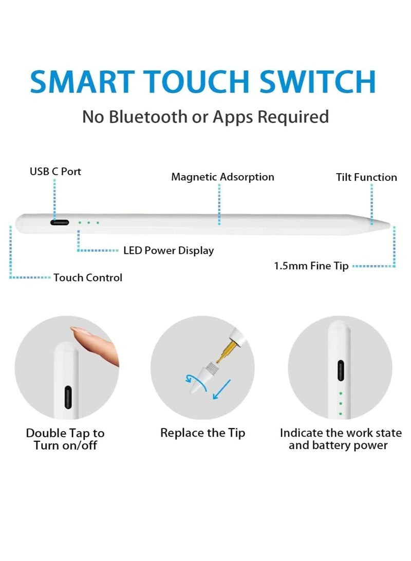 Stylus Pen for Apple iPad – Palm Rejection, Tilt Sensitivity, Magnetic Attachment, Compatible with iPad Pro, Air, Mini (2018-2024)  - Image 2