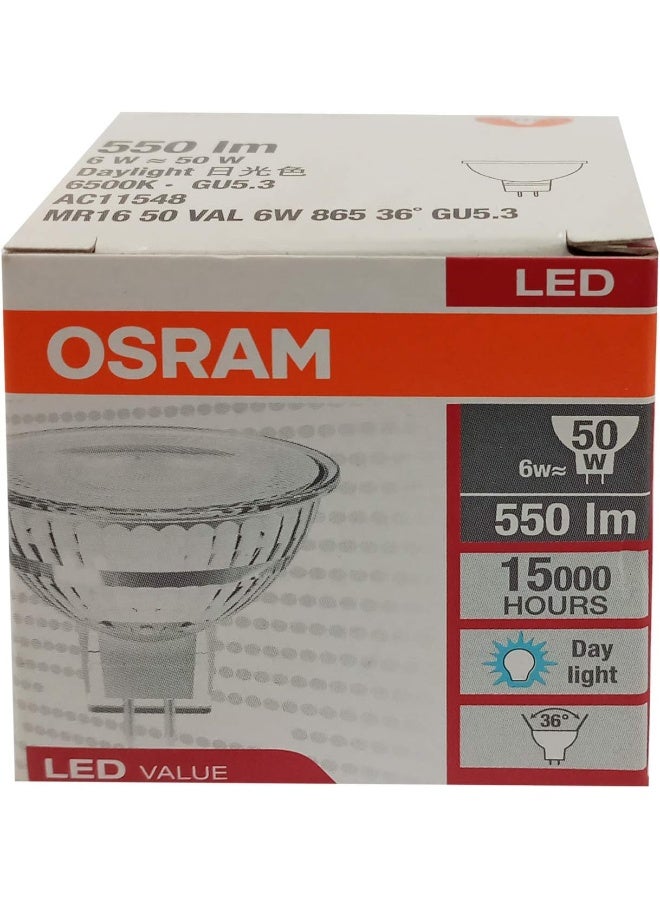 OsRAM Led Star Mr16 12 V/Low-Voltage 50 Watt Equivalent Reflector Lamps 6W, Pin Base Gu5.3, Day Light/6500K 550 Lm - Image 2
