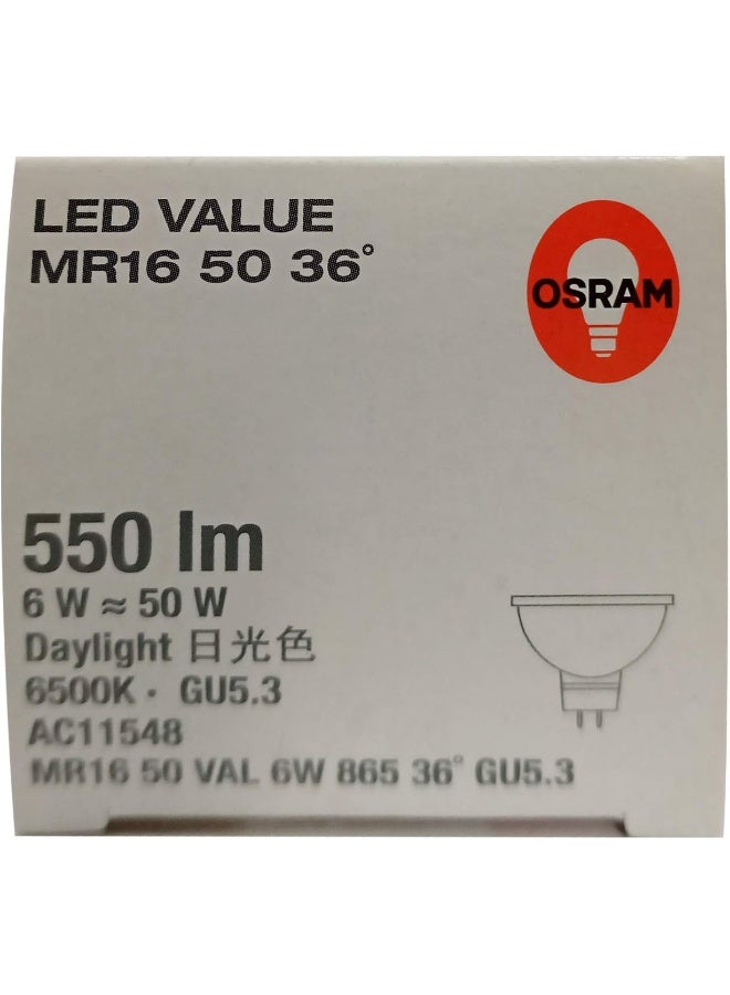 OsRAM Led Star Mr16 12 V/Low-Voltage 50 Watt Equivalent Reflector Lamps 6W, Pin Base Gu5.3, Day Light/6500K 550 Lm - Image 4