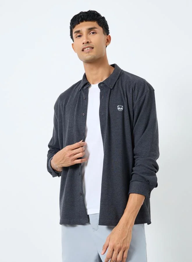 ستايلي Styli Buttoned Relaxed Fit Long Sleeve Knitted Shirt