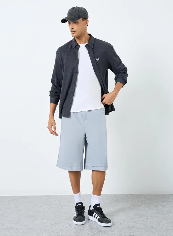 ستايلي Styli Buttoned Relaxed Fit Long Sleeve Knitted Shirt
