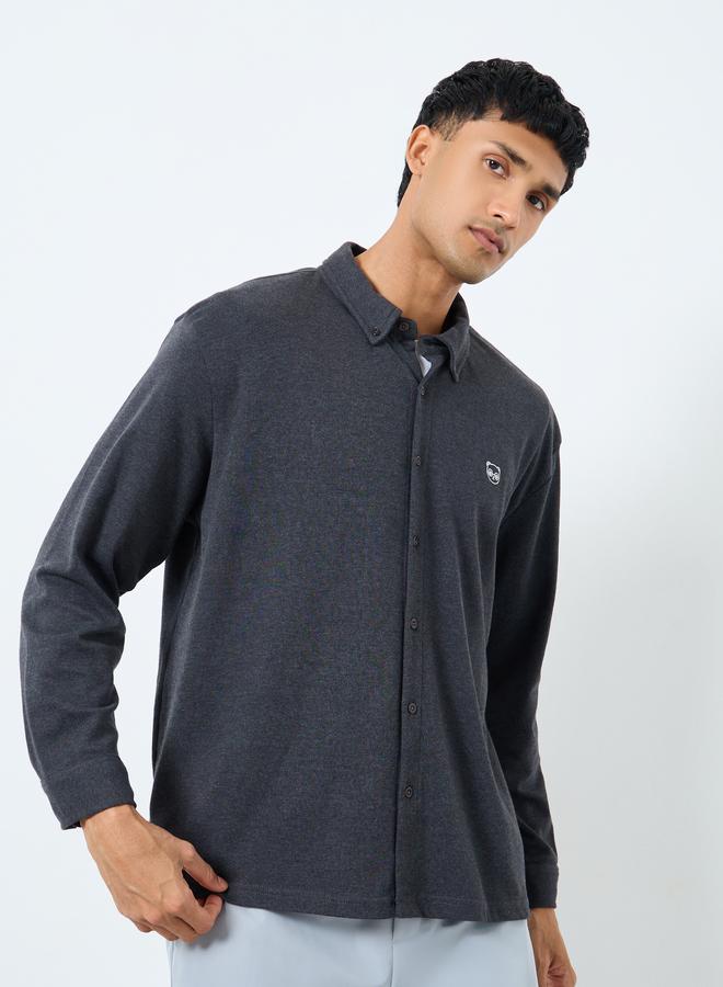 ستايلي قميص محبوك بأزرار وأكمام طويلة بقصة مريحة - Image 3