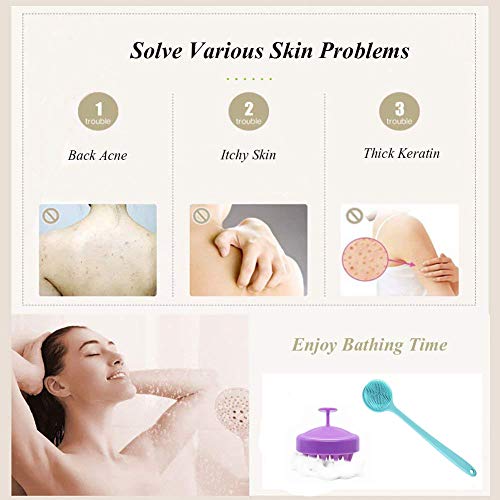 Cinlitek Silicone Body Scrubber & Scalp Massager, Long Handle Shower Brush, Exfoliating Scrubber for Men, Women & Kids - Image 5
