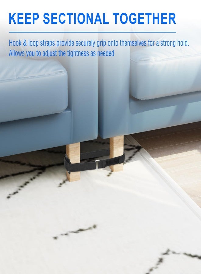 Homakover 4 Pack Sectional Couch Connectors for Sliding Sofas, Non Slip Sectional Sofa Locks, Universal Sectional Couch Furniture Clips, Hook & Loop Cinch Straps with Adhesive Keep Sectional Couch Legs Together - Image 2