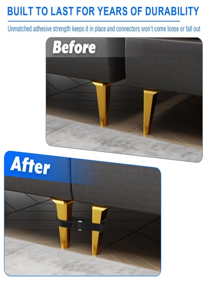 Homakover 4 Pack Sectional Couch Connectors for Sliding Sofas, Non Slip Sectional Sofa Locks, Universal Sectional Couch Furniture Clips, Hook & Loop Cinch Straps with Adhesive Keep Sectional Couch Legs Together - Image 3