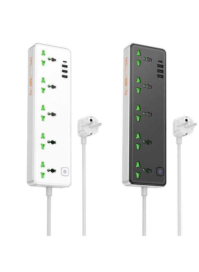 hoco AC13A Talento 5-position Socket with USB-C+3USB Ports, Cable Length: 1.5m, EU Plug(Black) - Image 2
