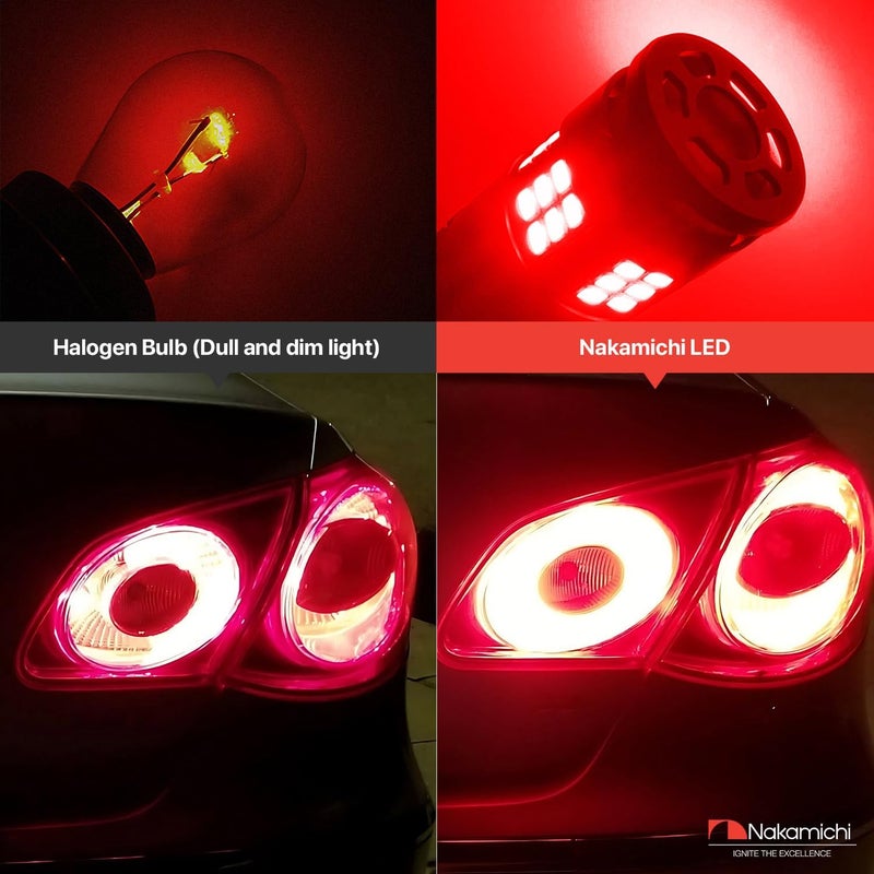NAKAMICHI T20 7443 7441 7444 (W21/5W) Car LED Bulb 30-SMD 3020 Chip with Canbus Error-Free 12,000 RPM Fan for Brake Turn Signal Indicator Reverse Backup Tail Light (Monza Red, 30 LEDs, Pack of 2) - Image 3