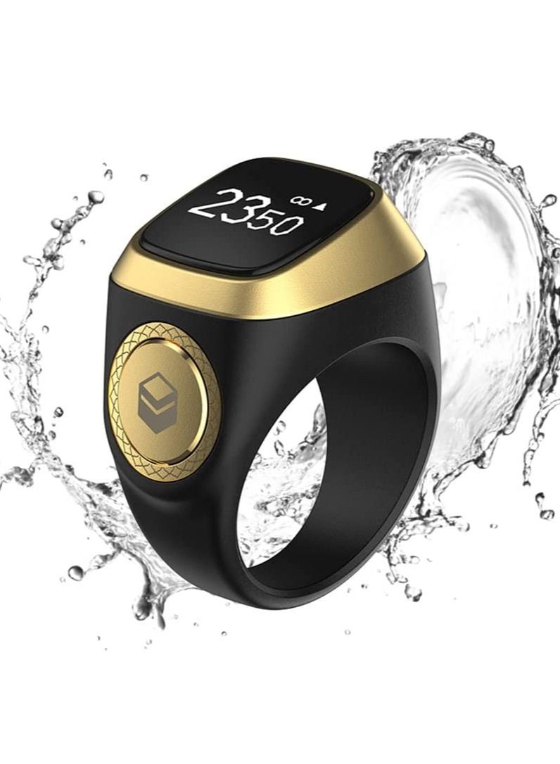 iQIBLA Smart Tasbih Zikr lite Ring, Muslim Prayer, Prayer timing reminder, OLED display Tasbih Counter, Smart Ring, Waterproof- Black 18mm  - Image 1