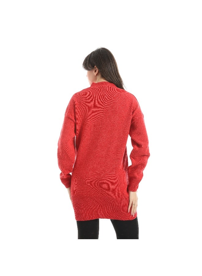 سيزار بلوفر صوف حريمي برقبة دائرية ومزود بتطريز علي الصدر - Image 2