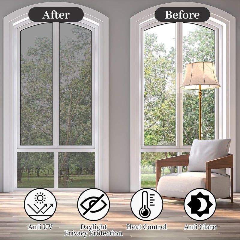Niviy One Way Privacy Window Film Window Tint for Home See Out Not in Effect Anti UV Heat Control Glass Door Film for Home Office (Silver 17.5" x 78.7") - Image 4
