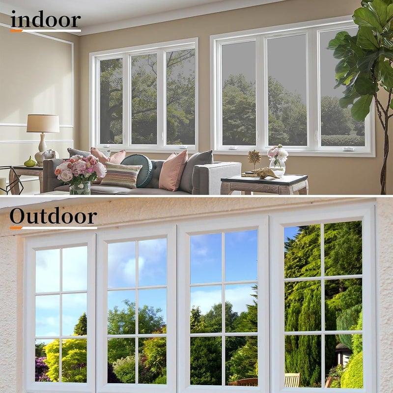 Niviy One Way Privacy Window Film Window Tint for Home See Out Not in Effect Anti UV Heat Control Glass Door Film for Home Office (Silver 17.5" x 78.7") - Image 5