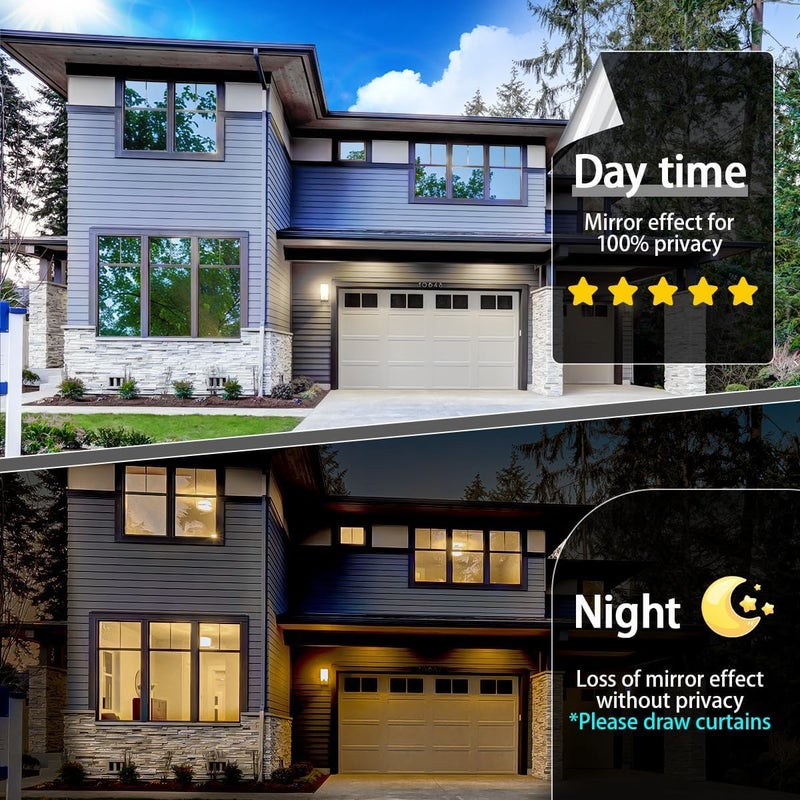 Niviy One Way Privacy Window Film Window Tint for Home See Out Not in Effect Anti UV Heat Control Glass Door Film for Home Office (Silver 17.5" x 78.7") - Image 3