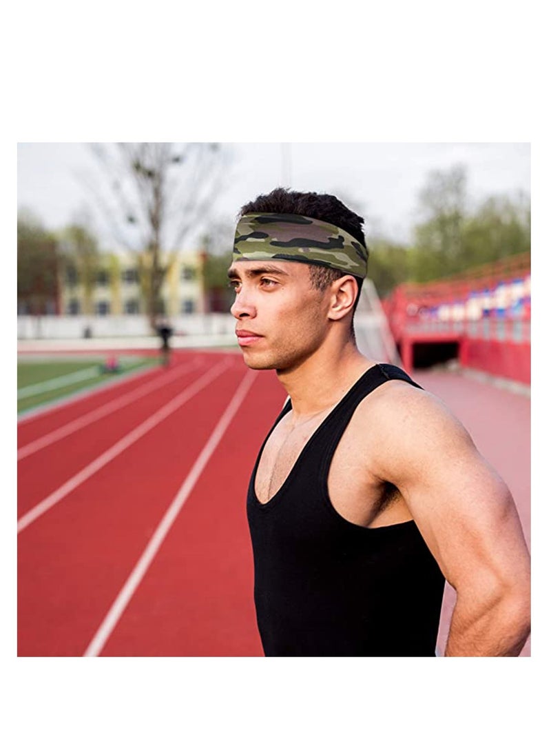 KASTWAVE Headband Hairband for Men, Double Sleeved Running Cycling Yoga Tennis Gym Travel Beach Stretchy Moisture Wicking Sports Headband Men and Women Breathable Yoga Headband 4 Pack  - Image 3