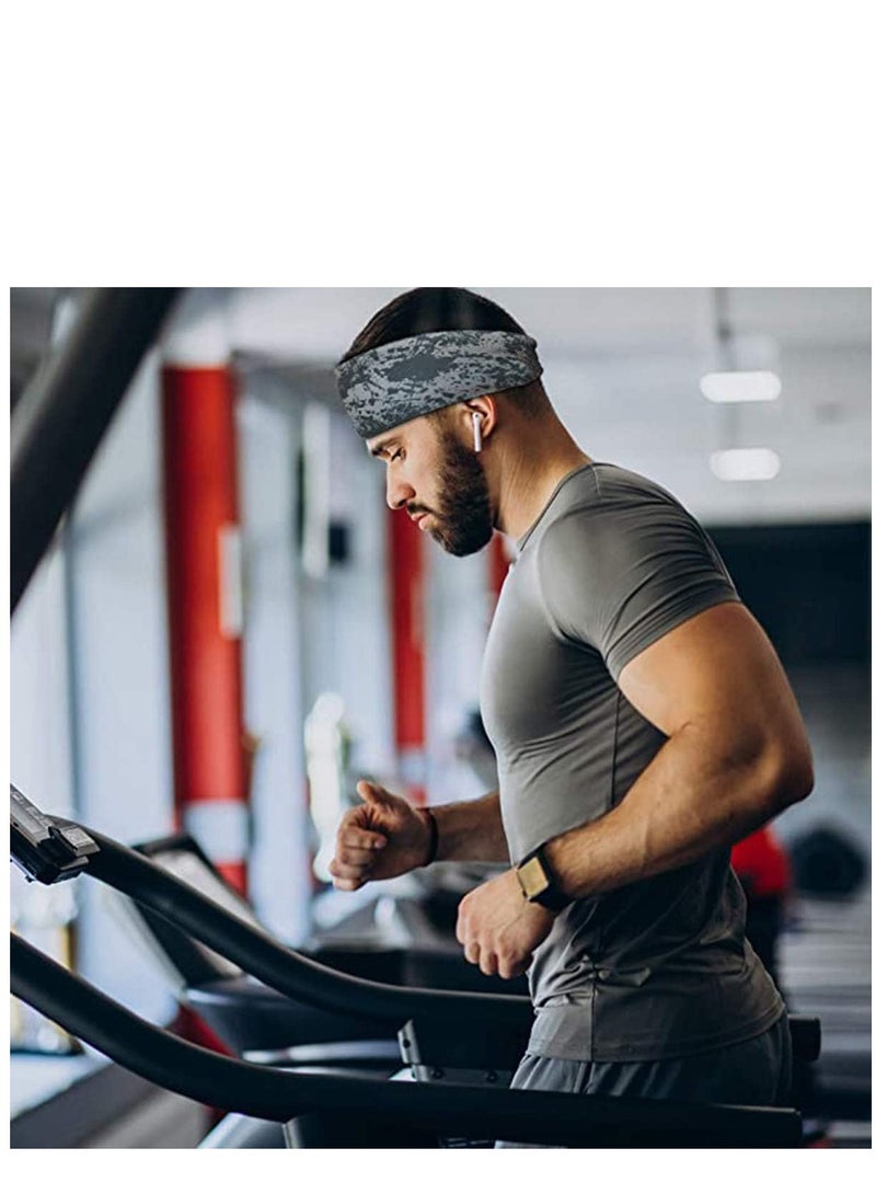 KASTWAVE Headband Hairband for Men, Double Sleeved Running Cycling Yoga Tennis Gym Travel Beach Stretchy Moisture Wicking Sports Headband Men and Women Breathable Yoga Headband 4 Pack  - Image 4