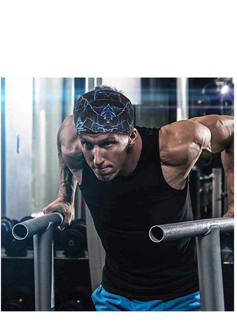 KASTWAVE Headband Hairband for Men, Double Sleeved Running Cycling Yoga Tennis Gym Travel Beach Stretchy Moisture Wicking Sports Headband Men and Women Breathable Yoga Headband 4 Pack  - Image 5