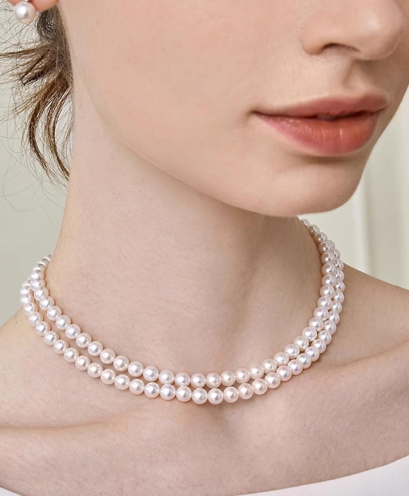 YOUFENG Layered Pearl Necklace for Women Pearl Choker Chain Necklaces Double-Layer - Image 5