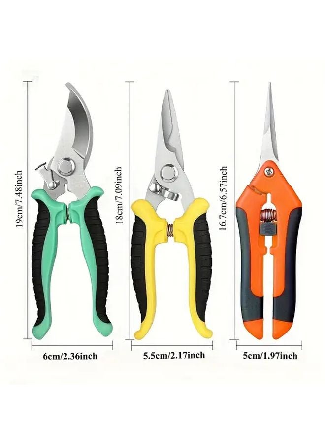 3pcs Gardening Tools Pruning Shears Stainless Steel Scissors Set For Branch Picking - Image 4