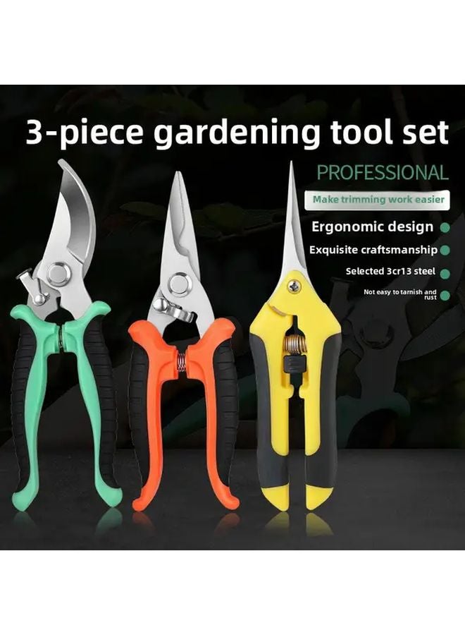 3pcs Gardening Tools Pruning Shears Stainless Steel Scissors Set For Branch Picking - Image 2